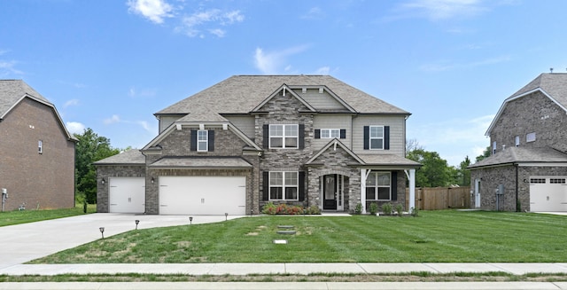 view of front of home featuring a garage and a front yard