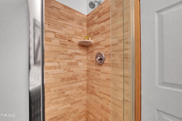 interior details with tiled shower