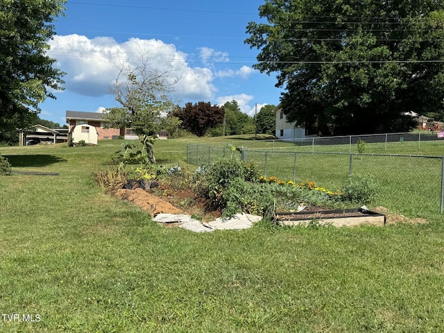 view of yard with a shed