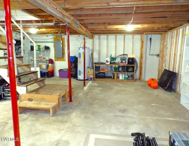 basement with water heater