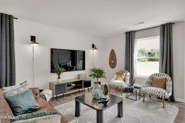 living room featuring light hardwood / wood-style flooring