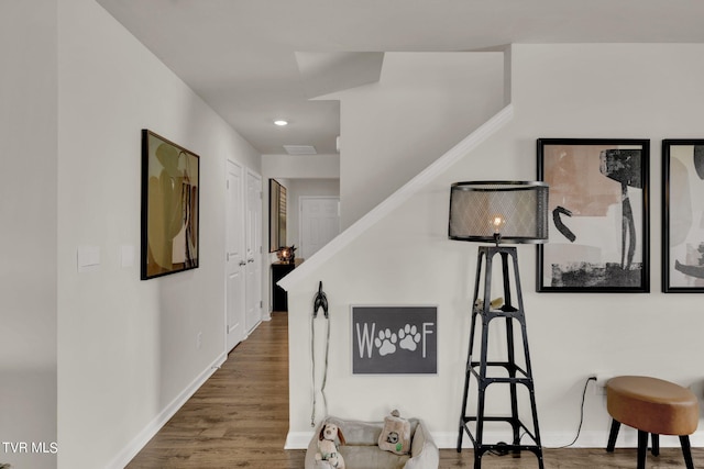 hallway featuring wood-type flooring