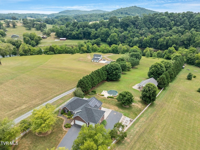 aerial view featuring a rural view