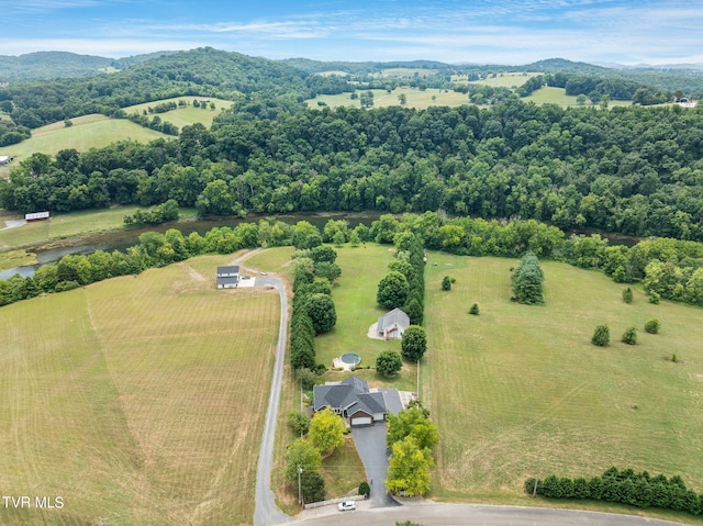 bird's eye view with a rural view and a mountain view