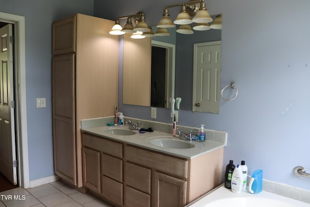 bathroom featuring tile patterned flooring and vanity