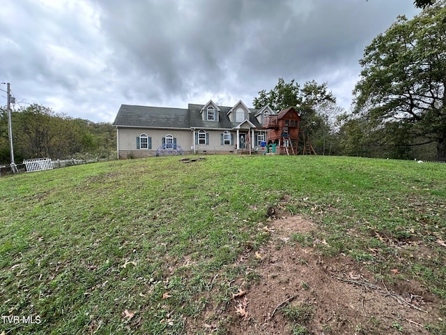 2497 Upper Copper Creek Rd, Castlewood, VA 24224 - view of front of property featuring a front lawn, a playground, and fence