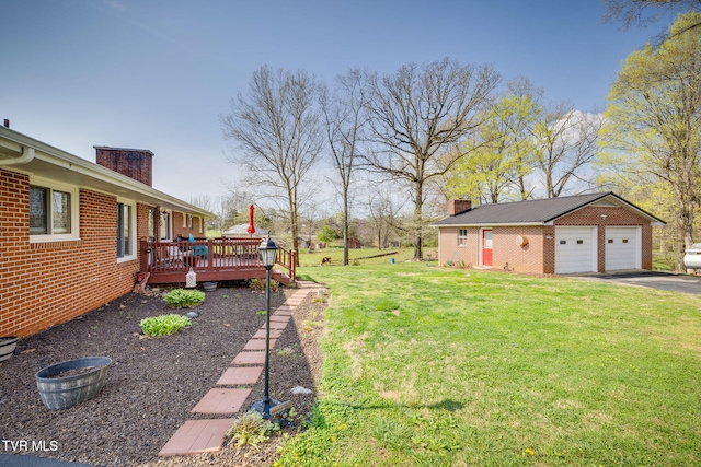 414 Beulah Church Dr, Kingsport, TN 37663 - view of yard featuring an outdoor structure, a detached garage, and a deck