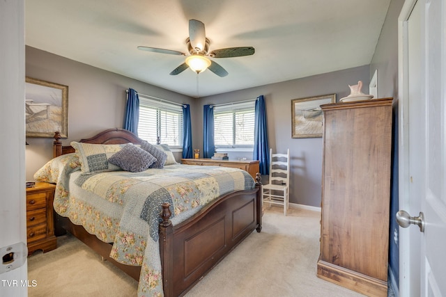 414 Beulah Church Dr, Kingsport, TN 37663 - bedroom with baseboards, ceiling fan, and light carpet