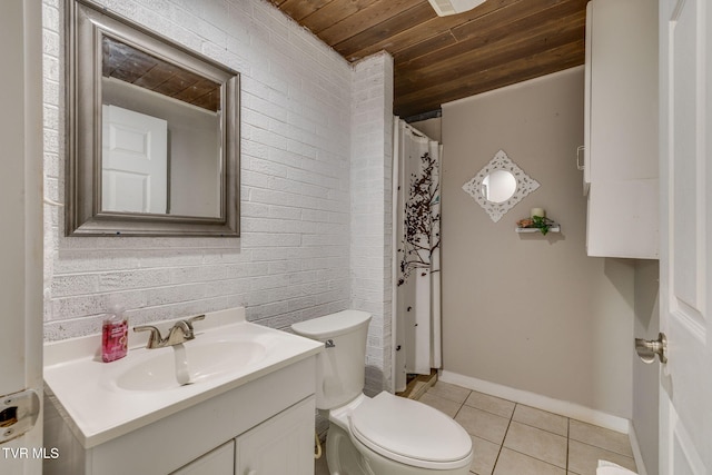 414 Beulah Church Dr, Kingsport, TN 37663 - full bathroom featuring tile patterned floors, toilet, wooden ceiling, vanity, and baseboards