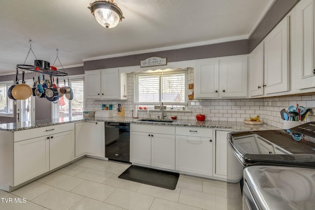 414 Beulah Church Dr, Kingsport, TN 37663 - kitchen featuring white cabinets, a sink, black dishwasher, and a peninsula