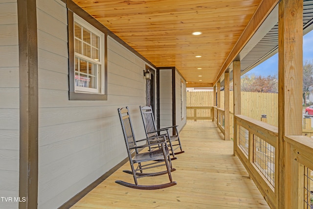 deck with covered porch