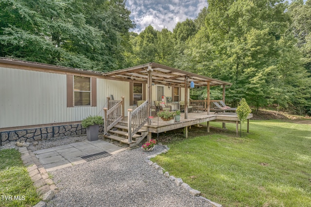 exterior space featuring a front yard and a pergola