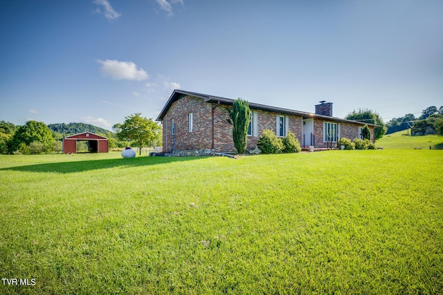 ranch-style house with a front lawn