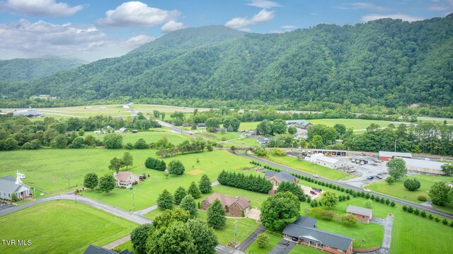 drone / aerial view with a mountain view