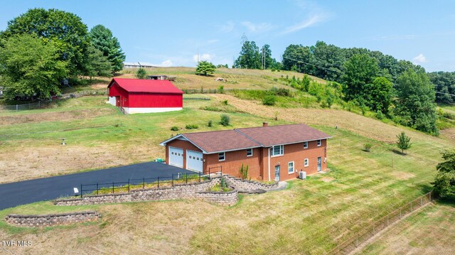 drone / aerial view featuring a rural view