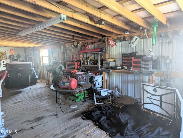 basement featuring wood-type flooring