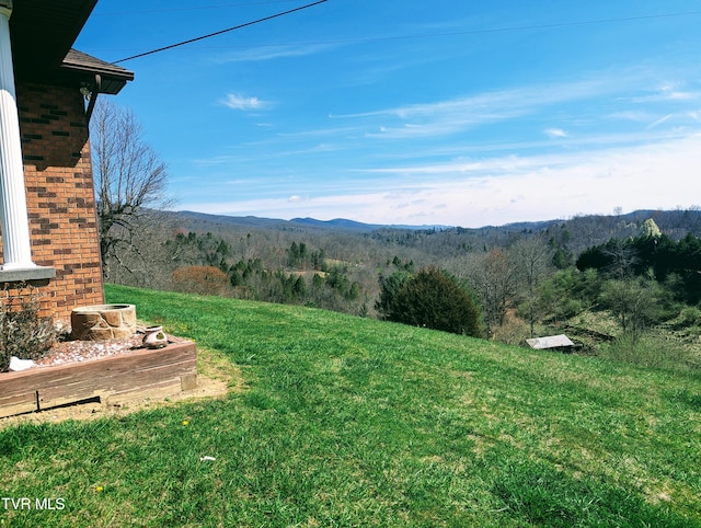 view of yard with a mountain view