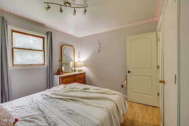 bedroom with light hardwood / wood-style floors