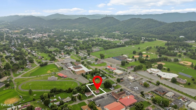 aerial view with a mountain view