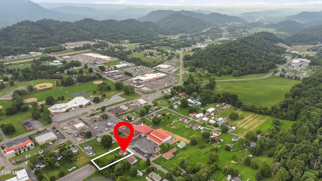 aerial view with a mountain view