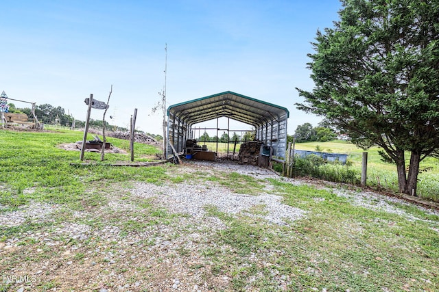 view of yard featuring a carport