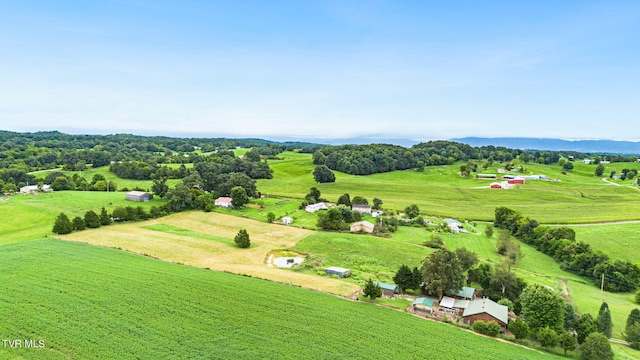 birds eye view of property featuring a rural view