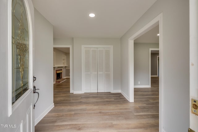 foyer entrance featuring wood-type flooring