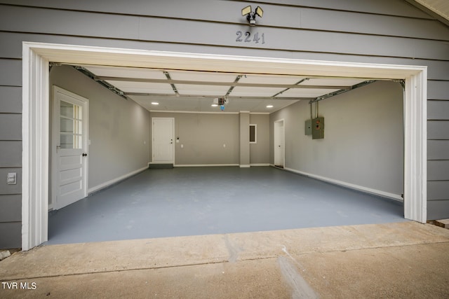 garage with electric panel