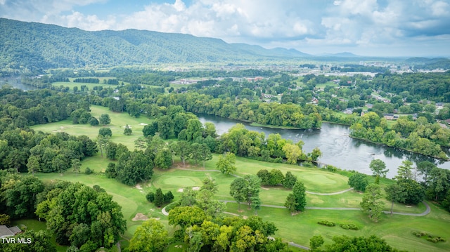 birds eye view of property featuring a water and mountain view