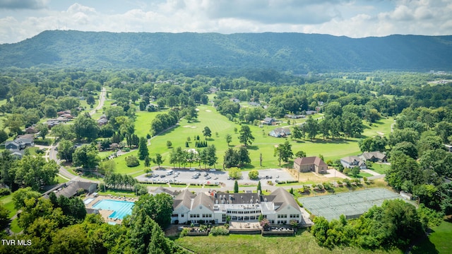 birds eye view of property featuring a mountain view