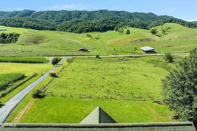 aerial view with a rural view