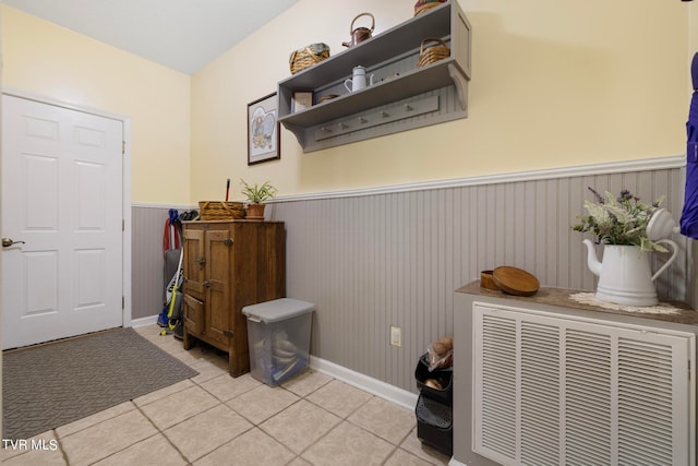 interior space featuring light tile patterned floors