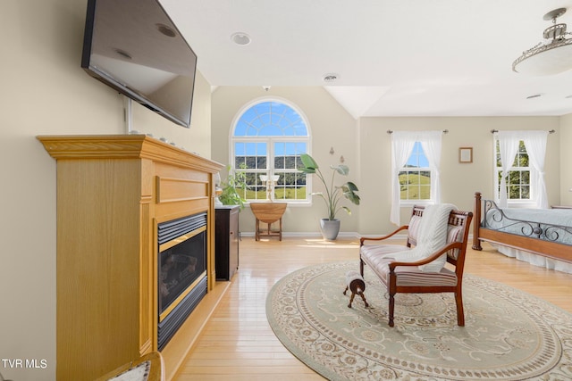 sitting room with light hardwood / wood-style floors