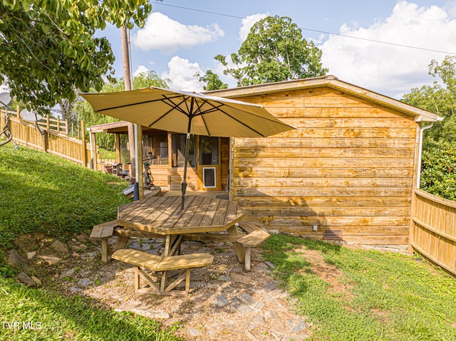 exterior space with a fenced backyard
