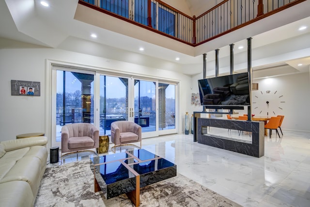 450 Lake Approach, Johnson City, TN 37601 - living area featuring recessed lighting, french doors, baseboards, and marble finish floor