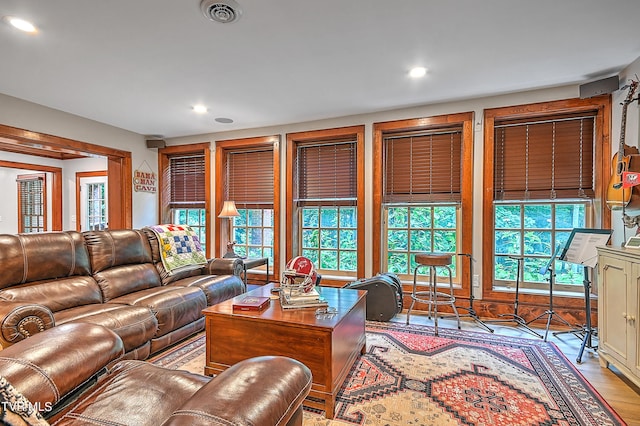 living room featuring light hardwood / wood-style floors