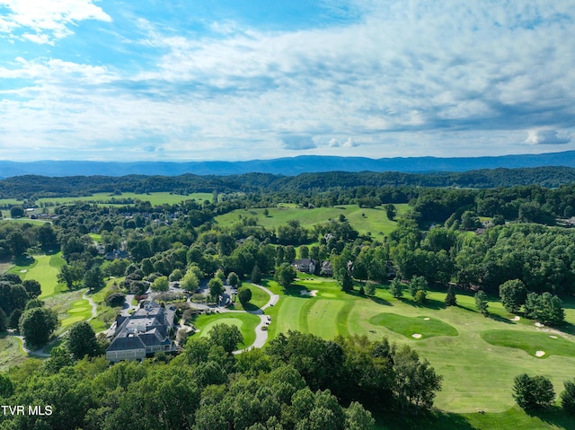 drone / aerial view featuring a mountain view