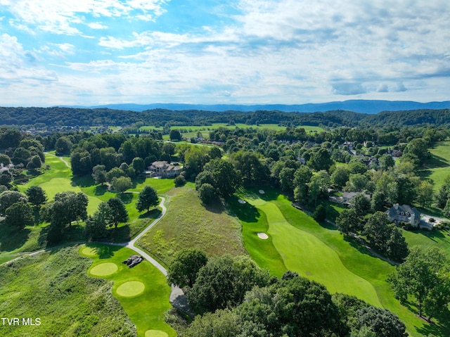 drone / aerial view featuring a mountain view