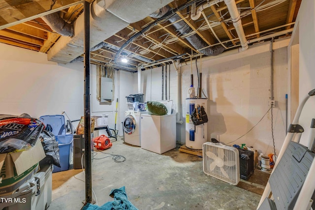 2390 W Allens Bridge Rd, Greeneville, TN 37743 - unfinished below grade area with washer and dryer, water heater, and electric panel