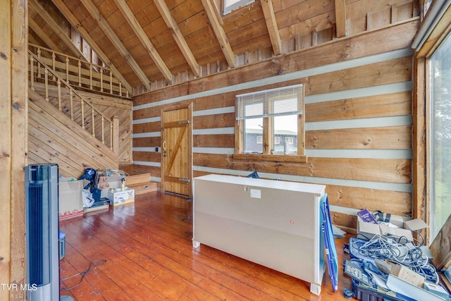 2390 W Allens Bridge Rd, Greeneville, TN 37743 - kitchen featuring wooden walls, wood ceiling, and hardwood / wood-style flooring