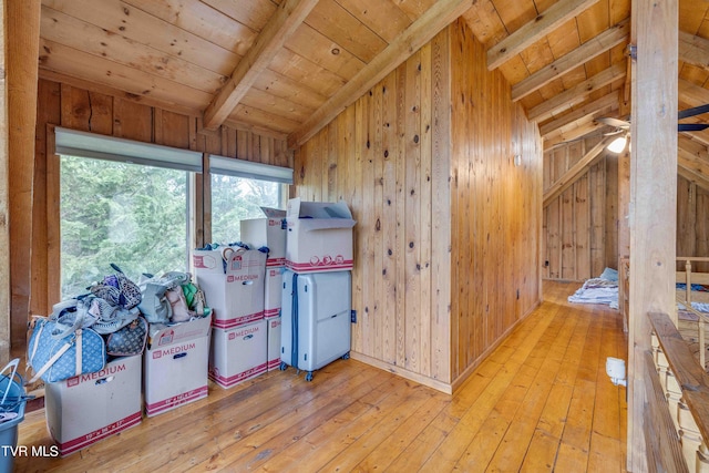 2390 W Allens Bridge Rd, Greeneville, TN 37743 - game room with wood ceiling, hardwood / wood-style floors, wood walls, and ceiling fan