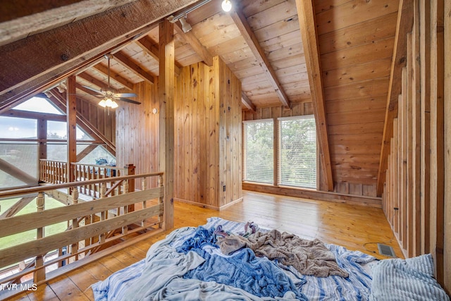 2390 W Allens Bridge Rd, Greeneville, TN 37743 - bedroom featuring wooden ceiling, hardwood / wood-style floors, and wooden walls