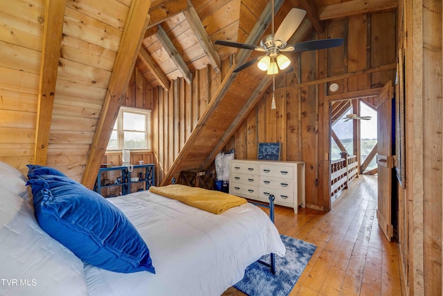 2390 W Allens Bridge Rd, Greeneville, TN 37743 - bedroom with wood ceiling, hardwood / wood-style floors, and wooden walls