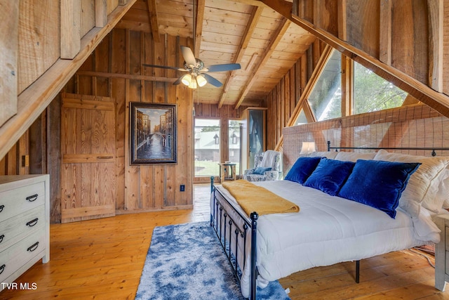 2390 W Allens Bridge Rd, Greeneville, TN 37743 - bedroom featuring wood-type flooring, wood walls, and wooden ceiling