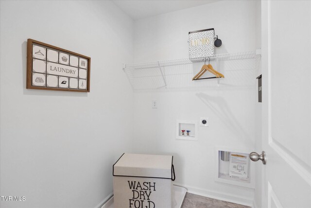 clothes washing area with hookup for an electric dryer and washer hookup