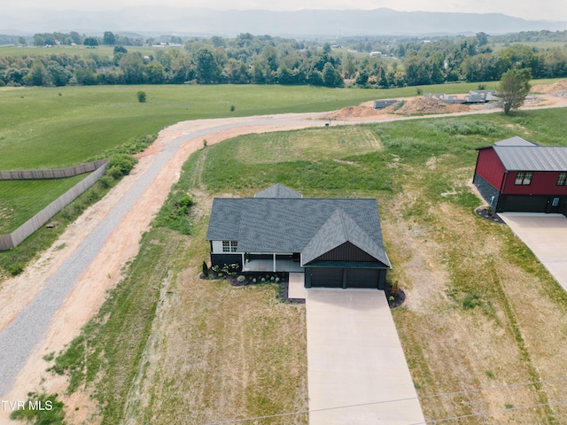 drone / aerial view with a rural view