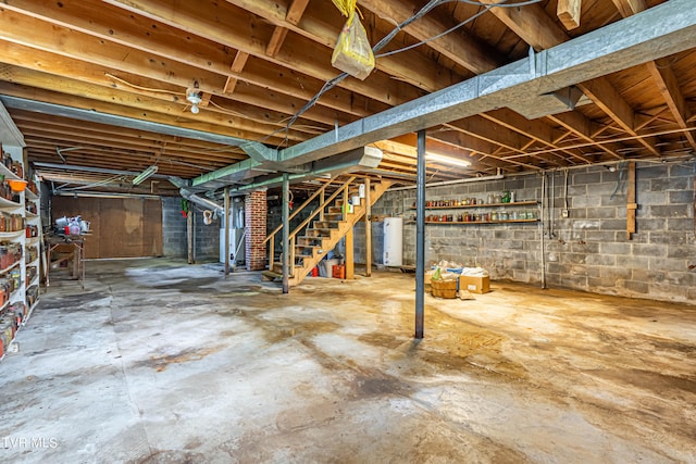 basement with water heater