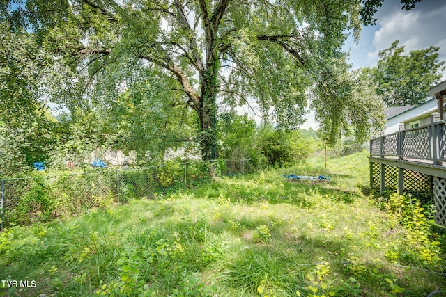 view of yard with a wooden deck