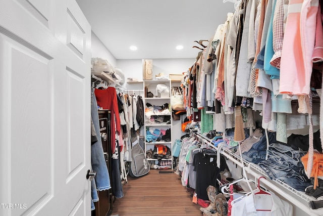 spacious closet featuring wood finished floors