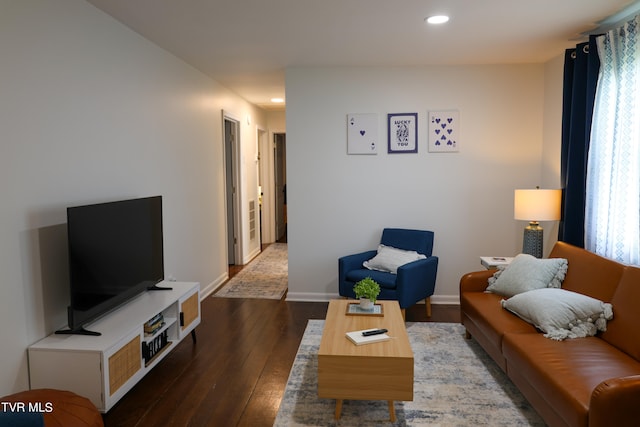 living room with hardwood / wood-style floors